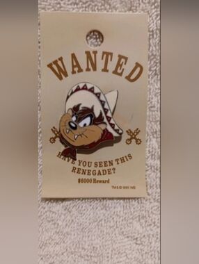 Vintage Looney tunes tasmanian devil wanted renegade pin
